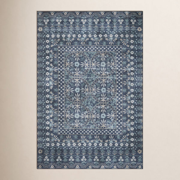 Rifle Paper Co. x Loloi Maison Rosette Blue Rug & Reviews | Birch Lane